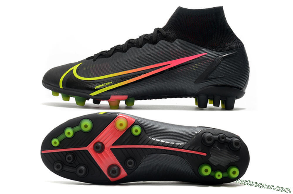 Nike Mercurial Superfly 8 Elite AG High-Tops Soccer Cleats - Black/Yellow/Pink 1
