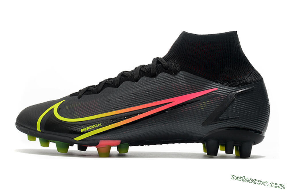 Nike Mercurial Superfly 8 Elite AG High-Tops Soccer Cleats - Black/Yellow/Pink 2