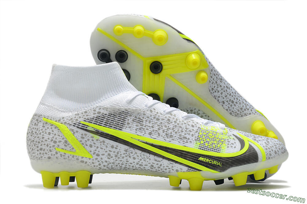 Nike Mercurial Superfly 8 Elite AG High-Tops Soccer Cleats - White/Black/Yellow 0