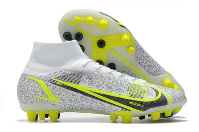 Nike Mercurial Superfly 8 Elite AG High-Tops Soccer Cleats - White/Black/Yellow