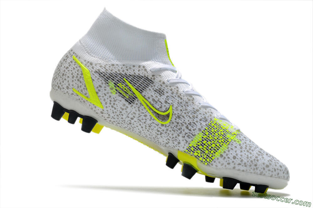 Nike Mercurial Superfly 8 Elite AG High-Tops Soccer Cleats - White/Black/Yellow 4