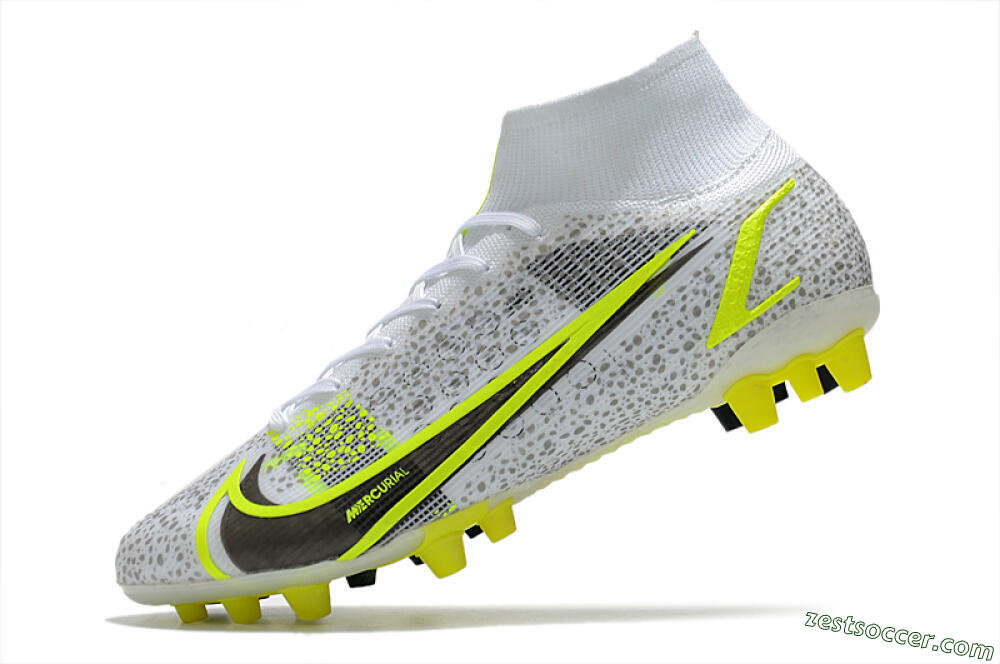 Nike Mercurial Superfly 8 Elite AG High-Tops Soccer Cleats - White/Black/Yellow 5