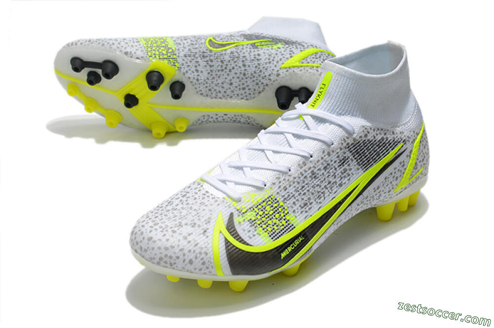 Nike Mercurial Superfly 8 Elite AG High-Tops Soccer Cleats - White/Black/Yellow 3