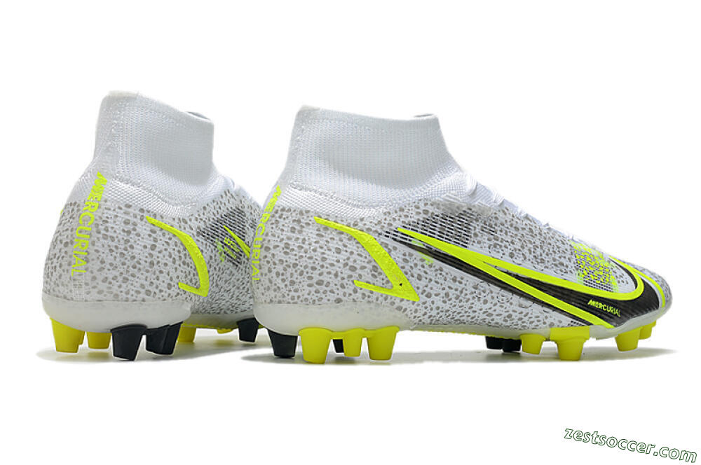 Nike Mercurial Superfly 8 Elite AG High-Tops Soccer Cleats - White/Black/Yellow 6