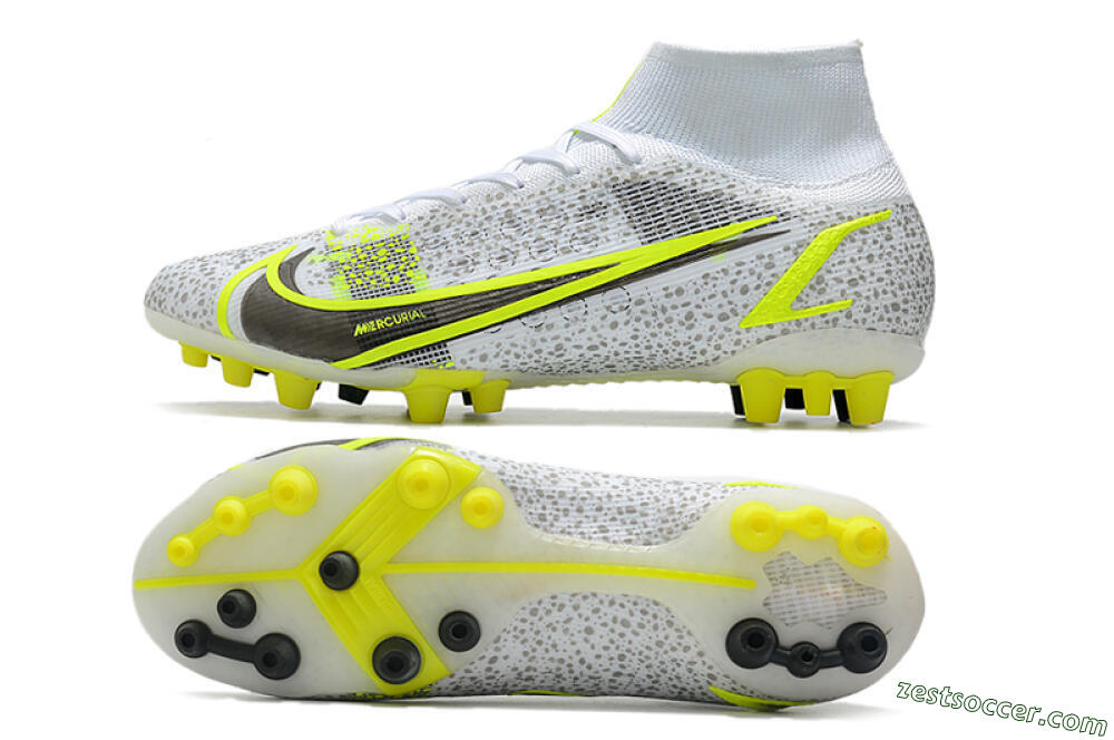 Nike Mercurial Superfly 8 Elite AG High-Tops Soccer Cleats - White/Black/Yellow 1