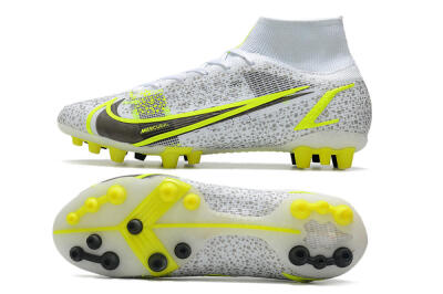 Nike Mercurial Superfly 8 Elite AG High-Tops Soccer Cleats - White/Black/Yellow