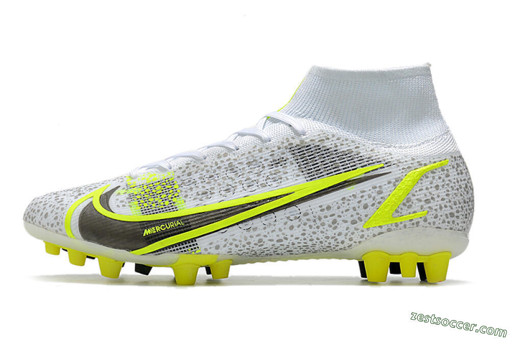 Nike Mercurial Superfly 8 Elite AG High-Tops Soccer Cleats - White/Black/Yellow 2