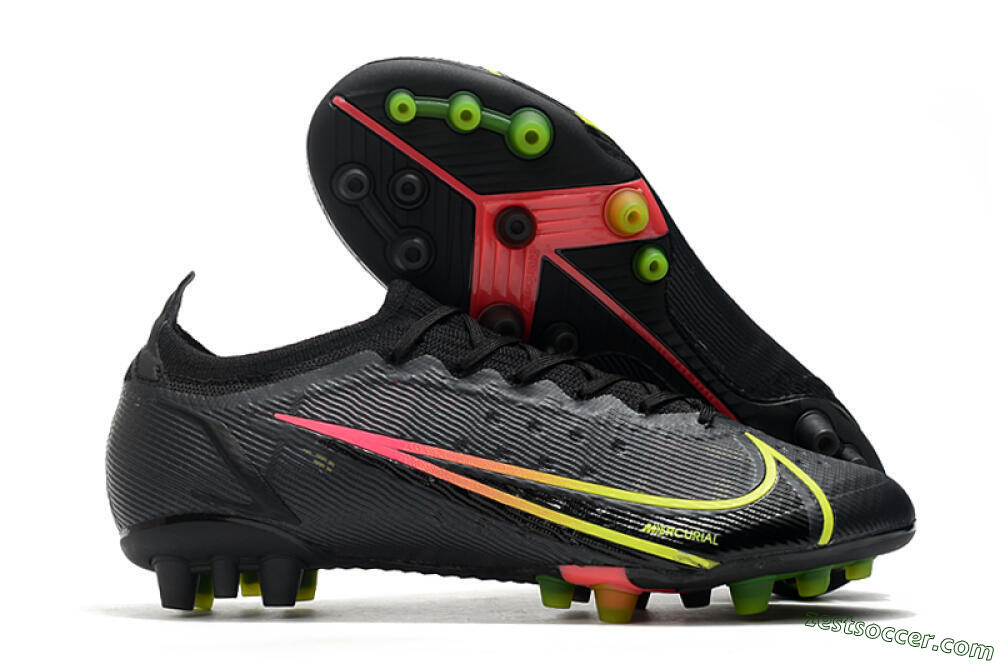 Nike Mercurial Vapor 14 Elite AG Low-Tops Soccer Cleats - Black/Yellow/Pink 0