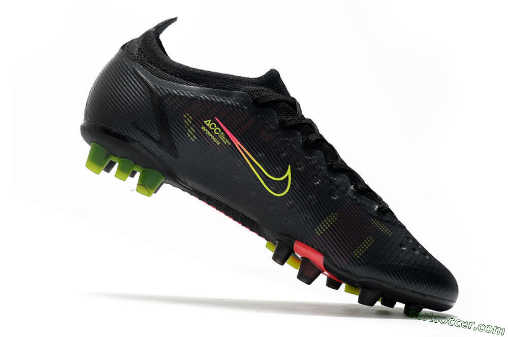 Nike Mercurial Vapor 14 Elite AG Low-Tops Soccer Cleats - Black/Yellow/Pink 4