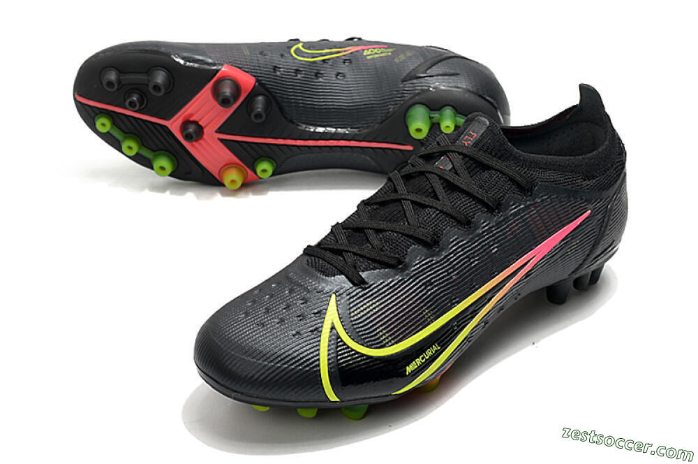 Nike Mercurial Vapor 14 Elite AG Low-Tops Soccer Cleats - Black/Yellow/Pink 3