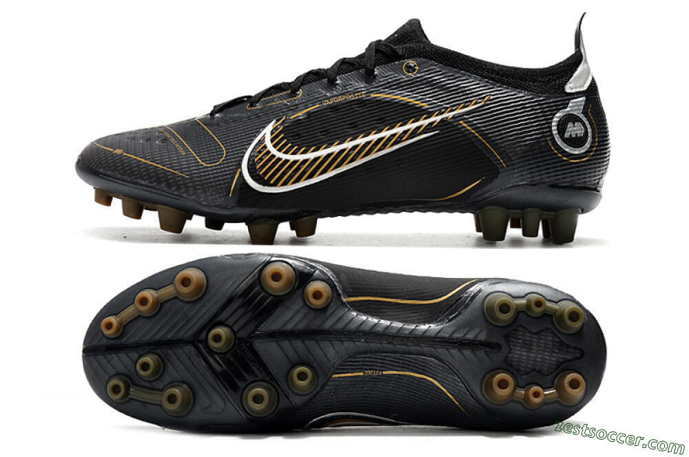 Nike Mercurial Vapor 14 Elite AG Low-Tops Soccer Cleats - Black/Gold/Silver 1