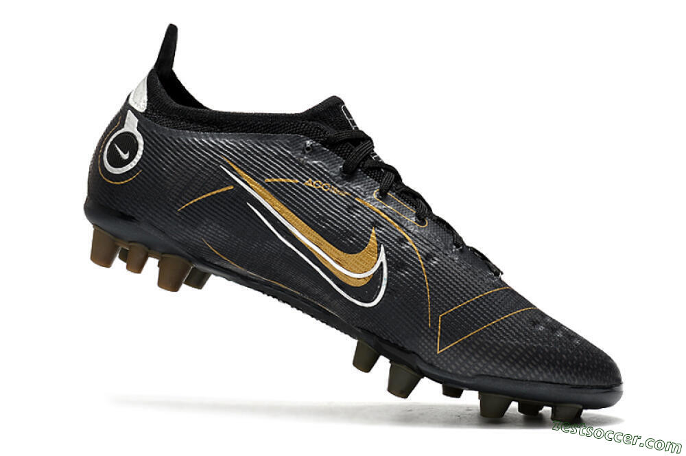 Nike Mercurial Vapor 14 Elite AG Low-Tops Soccer Cleats - Black/Gold/Silver 4