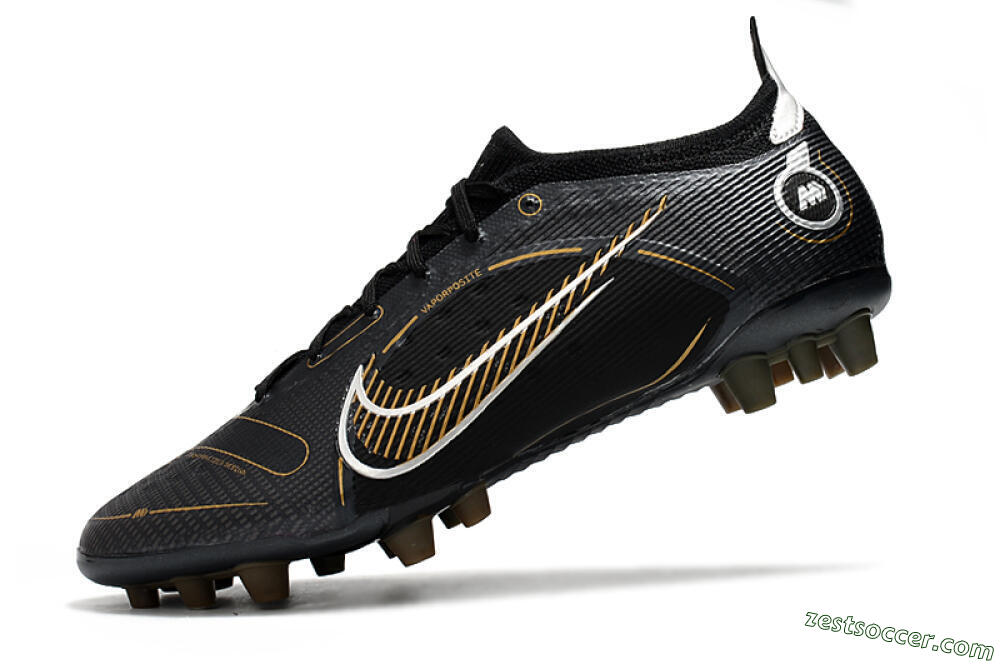 Nike Mercurial Vapor 14 Elite AG Low-Tops Soccer Cleats - Black/Gold/Silver 5