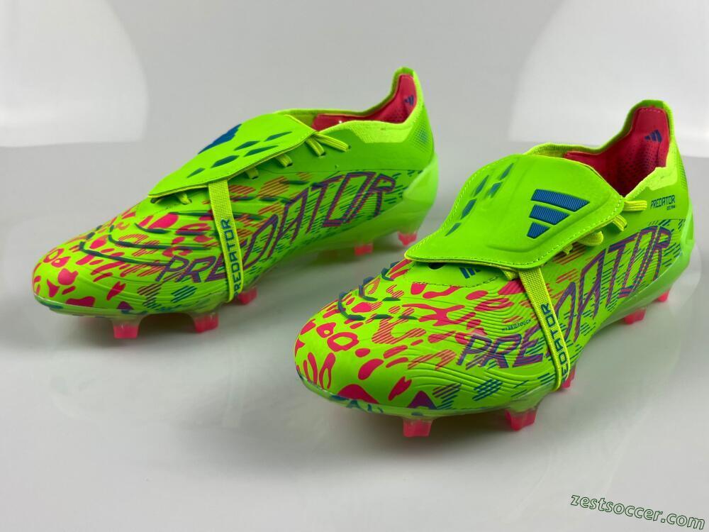 Adidas Predator Elite Foldover Tongue FG Low-Tops Soccer Cleats - Yellow/Blue/Purple