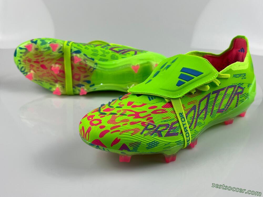 Adidas Predator Elite Foldover Tongue FG Low-Tops Soccer Cleats - Yellow/Blue/Purple
