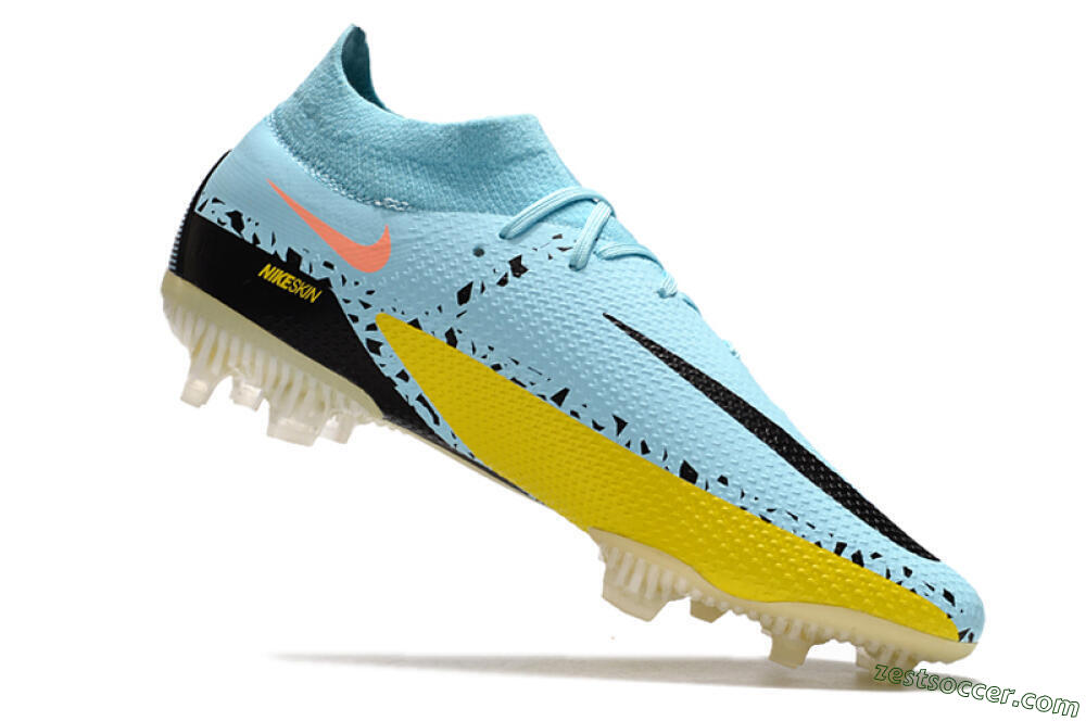 Nike Phantom GT2 DF Elite FG High-Tops Soccer Cleats - Jade/Yellow/Pink 4
