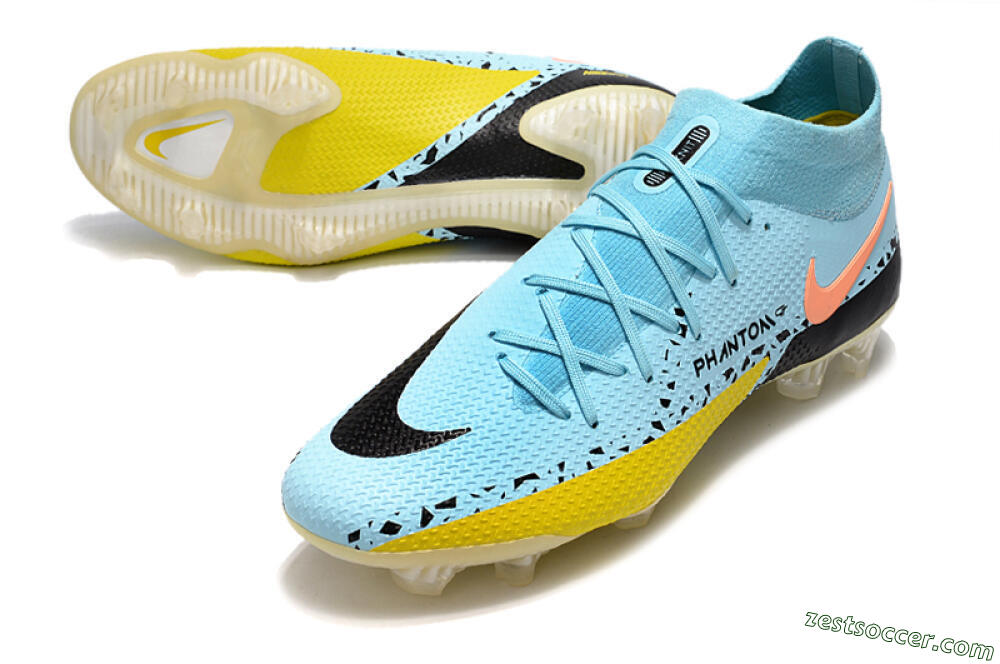 Nike Phantom GT2 DF Elite FG High-Tops Soccer Cleats - Jade/Yellow/Pink 3