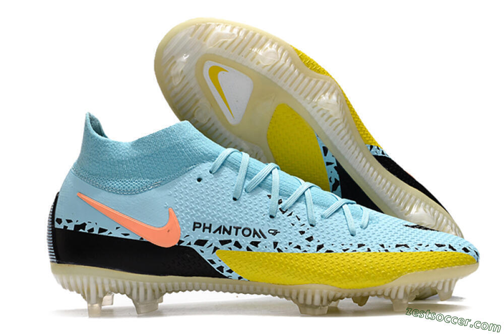 Nike Phantom GT2 DF Elite FG High-Tops Soccer Cleats - Jade/Yellow/Pink 0