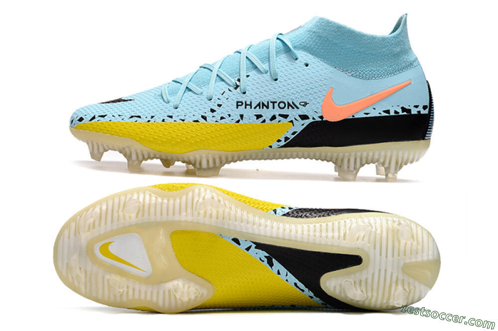 Nike Phantom GT2 DF Elite FG High-Tops Soccer Cleats - Jade/Yellow/Pink 1