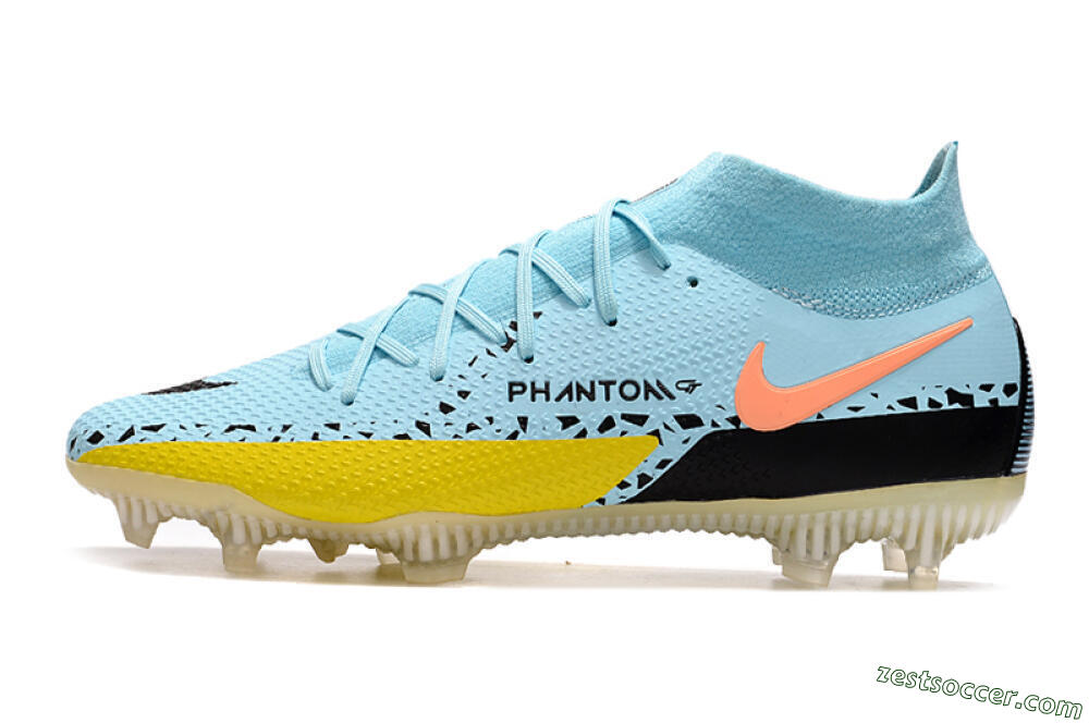Nike Phantom GT2 DF Elite FG High-Tops Soccer Cleats - Jade/Yellow/Pink 2