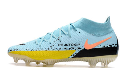 Nike Phantom GT2 DF Elite FG High-Tops Soccer Cleats - Jade/Yellow/Pink