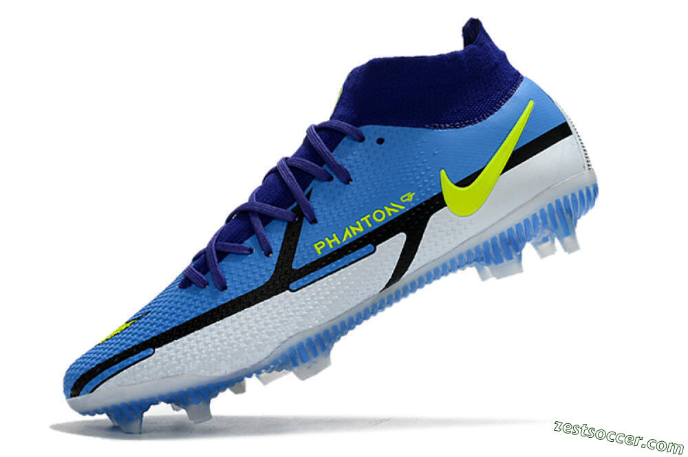 Nike Phantom GT2 DF Elite FG High-Tops Soccer Cleats - Blue/Yellow/White 5
