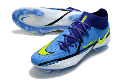 Nike Phantom GT2 DF Elite FG High-Tops Soccer Cleats - Blue/Yellow/White
