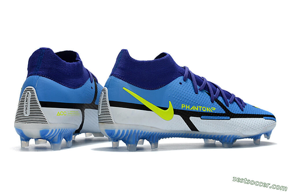 Nike Phantom GT2 DF Elite FG High-Tops Soccer Cleats - Blue/Yellow/White 6