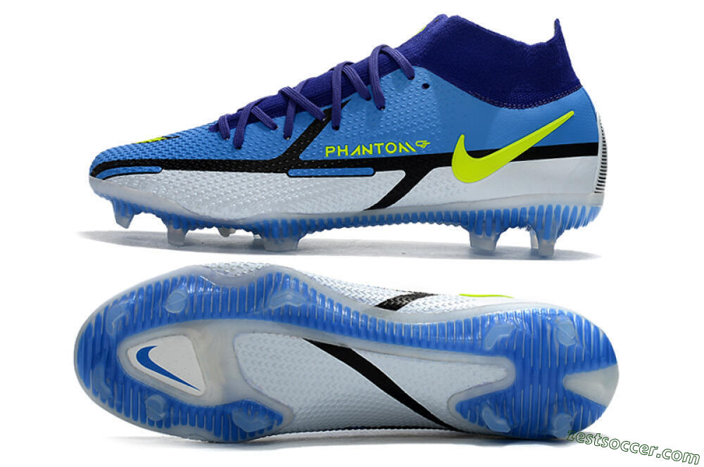 Nike Phantom GT2 DF Elite FG High-Tops Soccer Cleats - Blue/Yellow/White 1