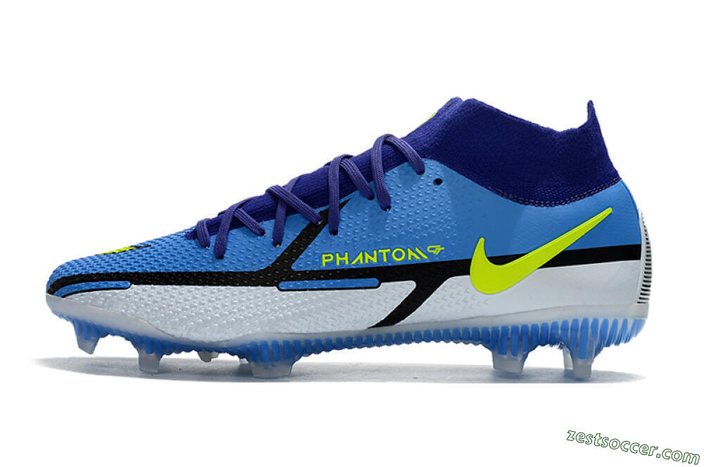 Nike Phantom GT2 DF Elite FG High-Tops Soccer Cleats - Blue/Yellow/White 2