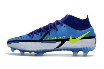 Nike Phantom GT2 DF Elite FG High-Tops Soccer Cleats - Blue/Yellow/White
