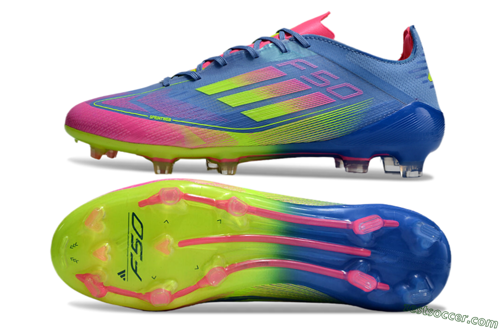 Adidas F50 Elite TF Low-Tops Soccer Shoes - Blue/Pink/Yellow 1