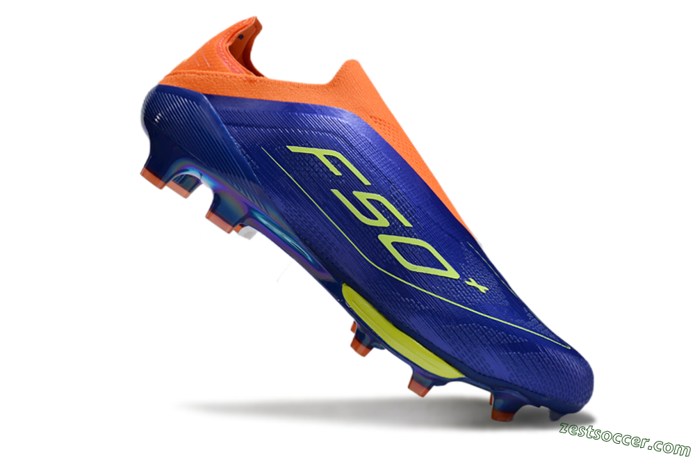 Adidas F50+ Elite Lightstrike Pro Laceless FG Low-Tops Soccer Cleats - Blue/Yellow/Orange 4