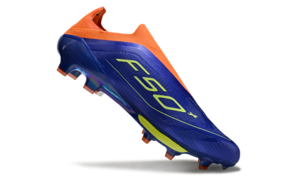 Adidas F50+ Elite Lightstrike Pro Laceless FG Low-Tops Soccer Cleats - Blue/Yellow/Orange