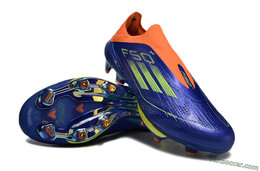 Adidas F50+ Elite Lightstrike Pro Laceless FG Low-Tops Soccer Cleats - Blue/Yellow/Orange 3