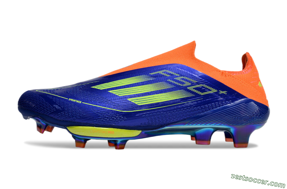 Adidas F50+ Elite Lightstrike Pro Laceless FG Low-Tops Soccer Cleats - Blue/Yellow/Orange 2