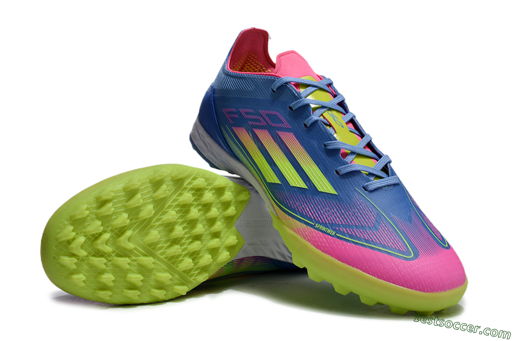 Adidas F50 Elite TF Low-Tops Soccer Shoes - Blue/Pink/Yellow 3