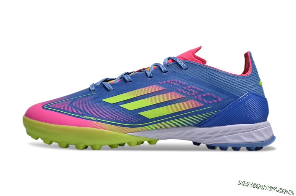 Adidas F50 Elite TF Low-Tops Soccer Shoes - Blue/Pink/Yellow 2