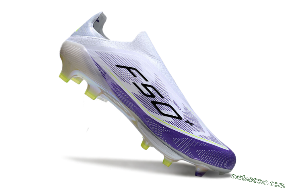 Adidas F50+ Elite Lightstrike Pro Laceless FG Low-Tops Soccer Cleats - White/Purple/Black 4