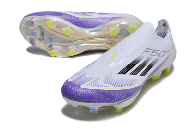 Adidas F50+ Elite Lightstrike Pro Laceless FG Low-Tops Soccer Cleats - White/Purple/Black