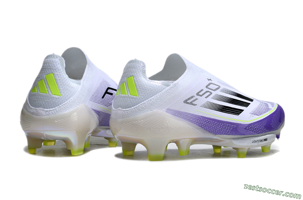 Adidas F50+ Elite Lightstrike Pro Laceless FG Low-Tops Soccer Cleats - White/Purple/Black 6