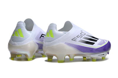 Adidas F50+ Elite Lightstrike Pro Laceless FG Low-Tops Soccer Cleats - White/Purple/Black