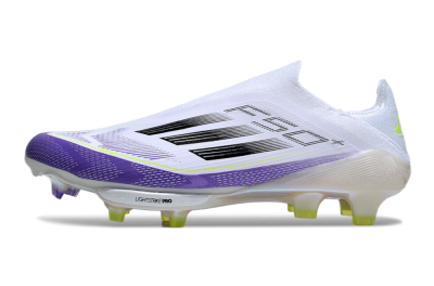 Adidas F50+ Elite Lightstrike Pro Laceless FG Low-Tops Soccer Cleats - White/Purple/Black