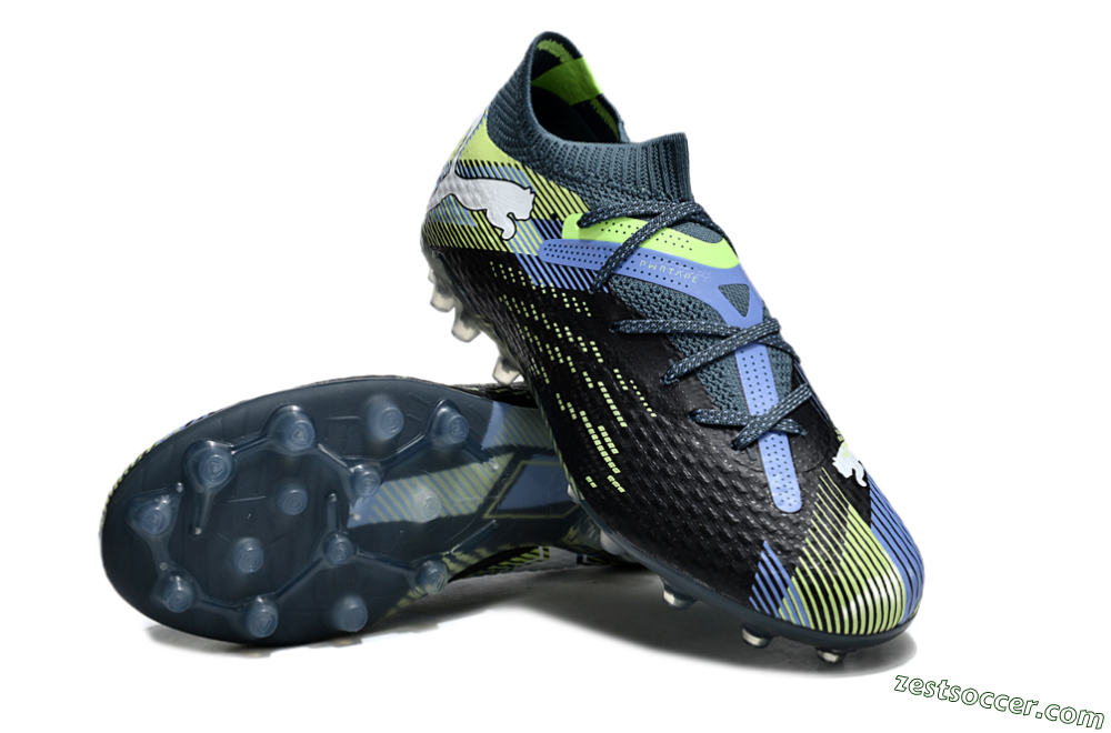 Puma Future Ultimate MG Low-Tops Soccer Cleats - Black/Blue/Yellow 3