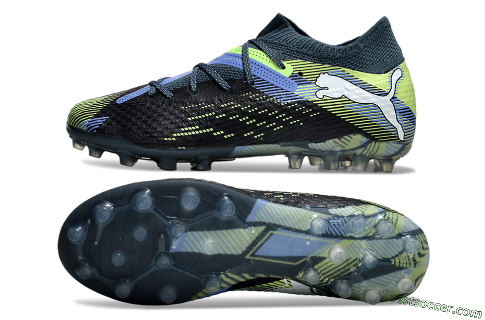 Puma Future Ultimate MG Low-Tops Soccer Cleats - Black/Blue/Yellow 1