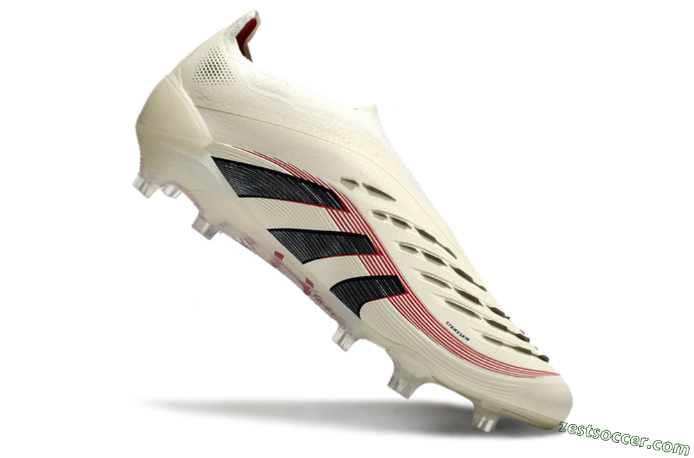 Adidas Predator Elite Laceless FG Low-Tops Soccer Cleats - Beige/Red/Black 4