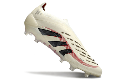Adidas Predator Elite Laceless FG Low-Tops Soccer Cleats - Beige/Red/Black