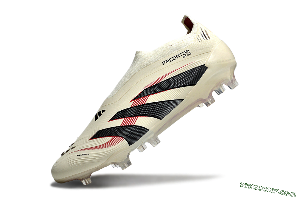 Adidas Predator Elite Laceless FG Low-Tops Soccer Cleats - Beige/Red/Black 5