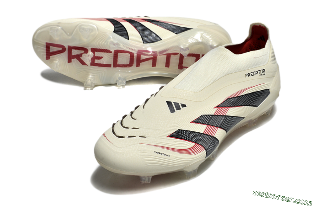 Adidas Predator Elite Laceless FG Low-Tops Soccer Cleats - Beige/Red/Black 3