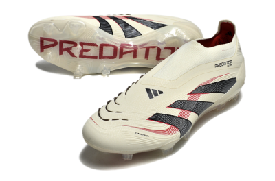Adidas Predator Elite Laceless FG Low-Tops Soccer Cleats - Beige/Red/Black